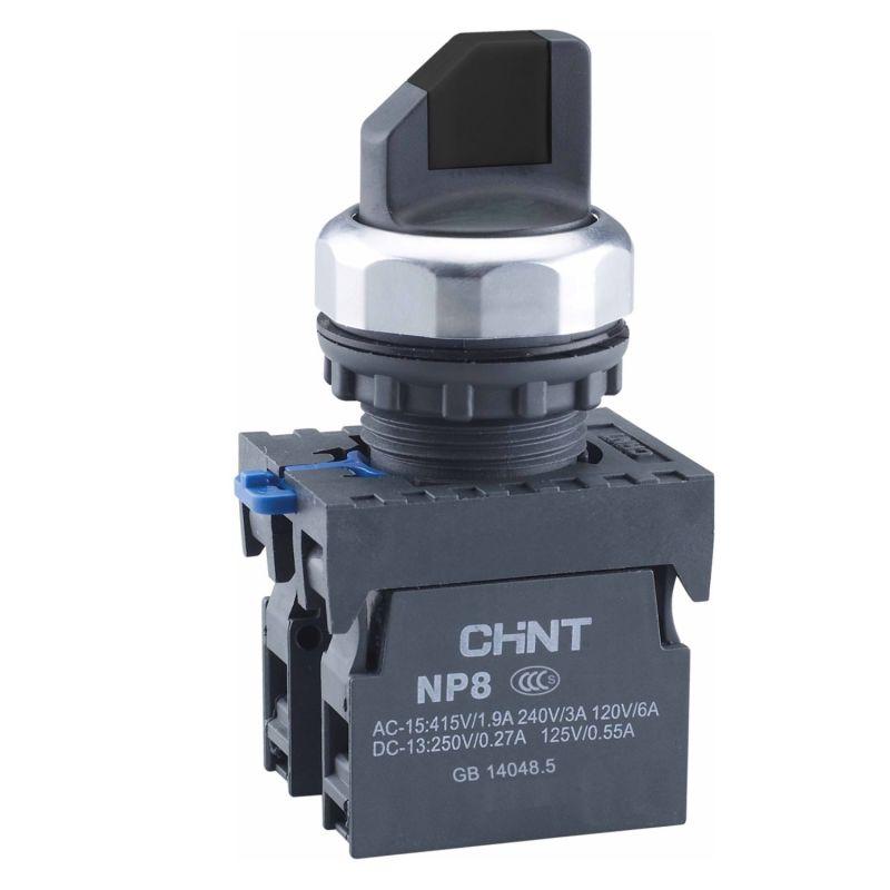 Переключатель без подсветки NP8-11X/212 2 полож. с фиксацией черн. 1НО+1НЗ IP65 (R) CHINT 578129 (1 шт.)