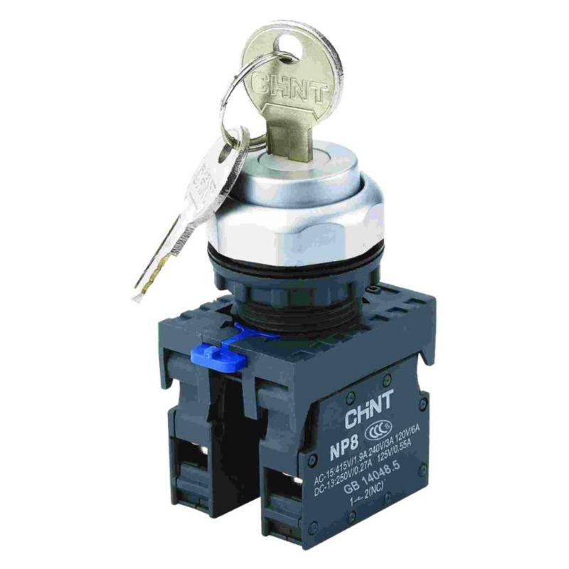 Переключатель с ключом NP8-20Y/31 3 полож. с фиксацией 2НО IP65 (R) CHINT 667185 (1 шт.)