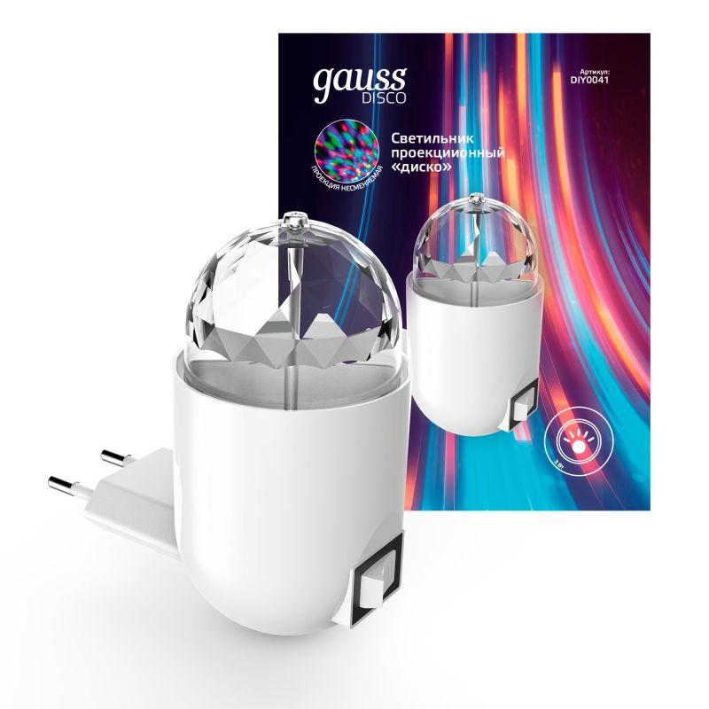 Светильник розеточный MOOD 3Вт диско с фиксированной проекцией бел. GAUSS DIY0041 (1 шт.)