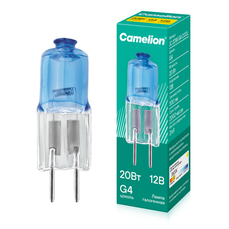 Лампа галогенная JC 20Вт 12В g4 COOL Camelion 11465 (1 шт.)