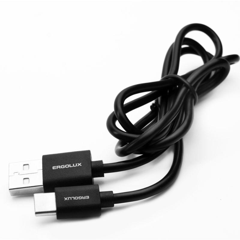 Кабель USB-Type C 2А 1м зарядка + передача данных черн. (пакет) ERGOLUX 15089 (1 шт.)