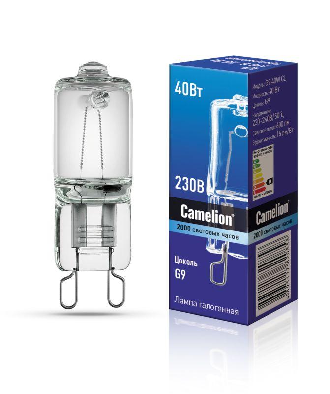 Лампа галогенная 40Вт капсула G9 3000К 240В прозр. Camelion 5553 (1 шт.)