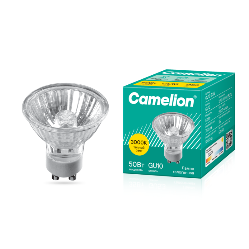 Лампа галогенная JCDRC 50Вт GU10 230В Camelion 5560 (1 шт.)