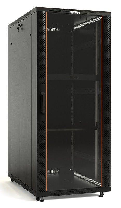 Шкаф напольный TTB-4268-AS 19дюйм 42U 2055х600х800мм передн. стеклян. дверь со стальными перфорир. боковинами; задн. дверь сплошная ручка с замком крыша нового типа RAL 9004 черн. Hyperline 392682 (1 шт.)