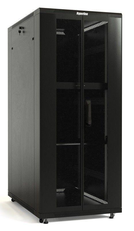 Шкаф напольный TTB-4781-DD-RAL9004 19дюйм 47U 2277х800х1000мм передн. и задн. распашные перфорир. двери 75% ручка с замком крыша нового типа разобран. RAL 9004 черн. Hyperline 392700 (1 шт.)