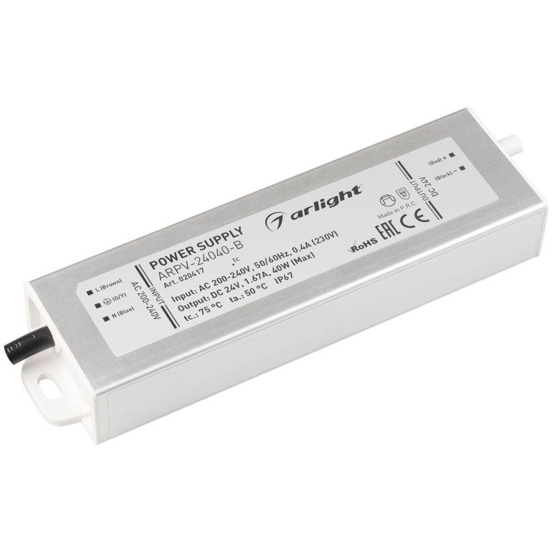 Блок питания ARPV-24040-B 24В 1.7А 40Вт IP67 метал. 3 года Arlight 020417 (1 шт.)