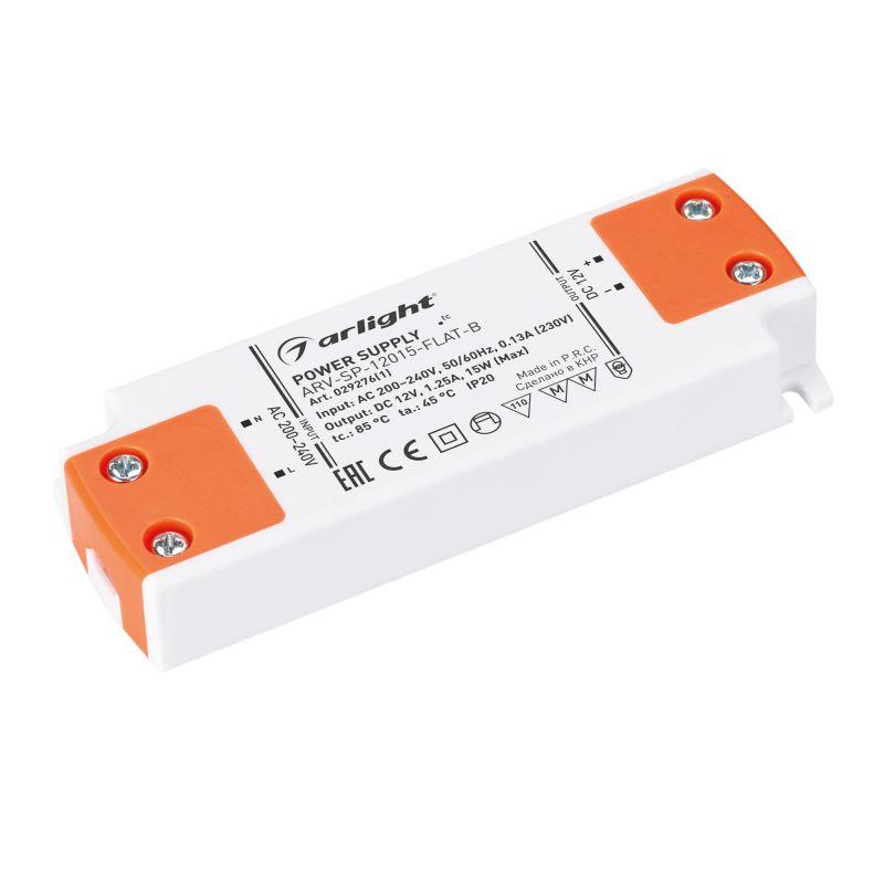 Блок питания ARV-SP-12015-FLAT-B (12В 1.25А 15Вт) IP20 пластик Arlight 029276(1) (1 шт.)