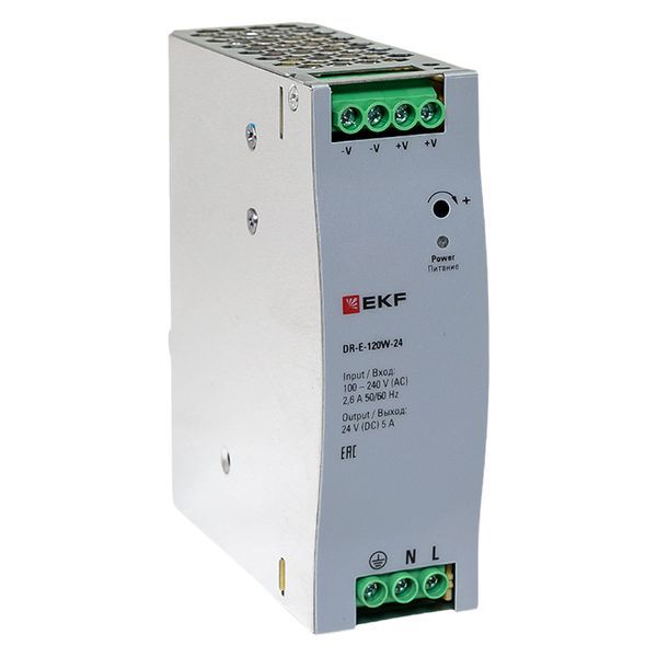 Блок питания на DIN-рейку 120Вт Uвх ~ 220В AC Uвых - 24В DC постоянного тока EKF DR-E-120W-24 (1 шт.)