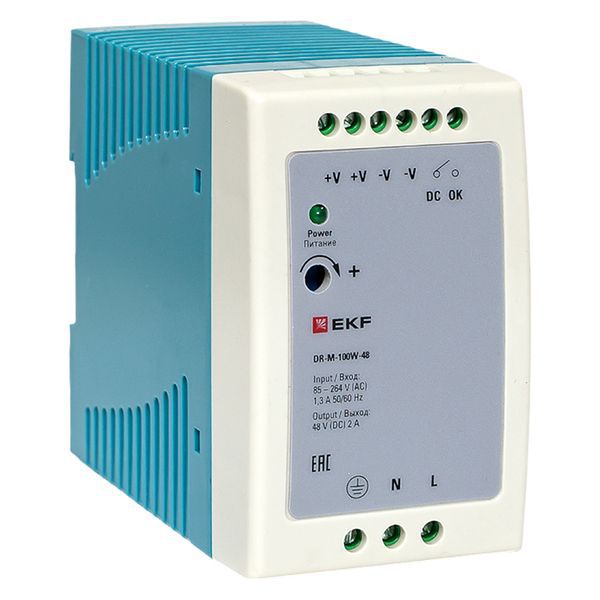 Блок питания на DIN-рейку 100Вт Uвх ~ 220В AC m Uвых - 48В DC постоянного тока EKF DR-M-100W-48 (1 шт.)