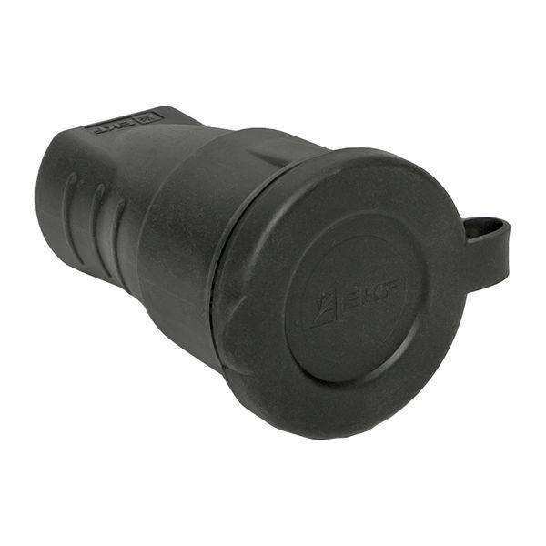 Розетка переносная 16А IP44 230В 2P+PE с защ. крышкой каучук Basic EKF RPS-012-16-230-44 (1 шт.)