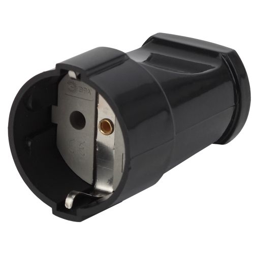 Розетка кабельная с заземл. прямая 16А черн. Rx2-B ЭРА Б0039683 (1 шт.)