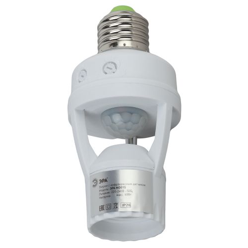 Датчик движения MD 015 E27 60Вт 360град. 6м IP20 (501600) бел. Эра Б0043792 (1 шт.)