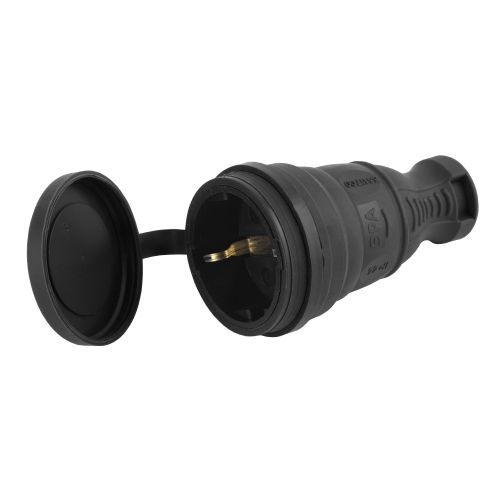 Разъем каучуковый с заземл. прям. 16А IP44 черн. Эра Б0044541 (1 шт.)