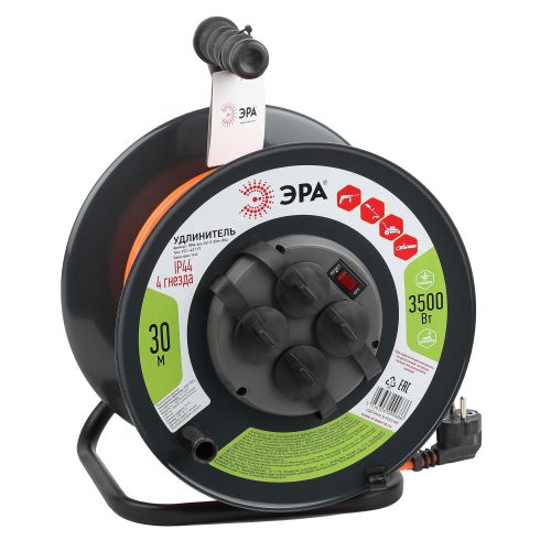 Удлинитель на метал. катушке 4х30м с заземл. 16А IP44 RMx-4es-3х1.5-30m-IP44 ПВС 3х1.5 Эра Б0046850 (1 шт.)