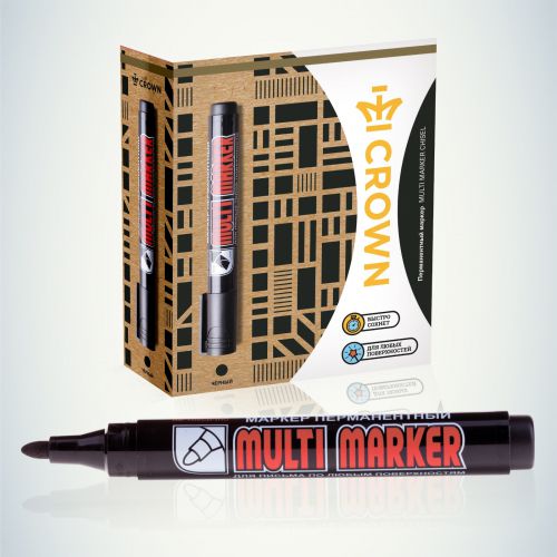 Маркер перманентный "Multi Marker" 3мм пулевидный черн. Crown Б0048239 (1 шт.)