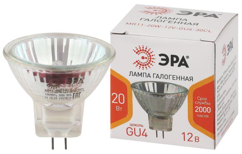 Лампа галогенная GU4-MR11-20W-12V-30CL MR11 20Вт софит GU4 нейтр. бел. 12В ЭРА Б0049310 (1 шт.)