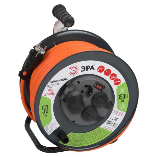 Удлинитель на метал. катушке 4х50м с заземл. IP44 RMx-4es-3x2.5-50m с выкл. ПВС 3х2.5 Эра Б0052922 (1 шт.)