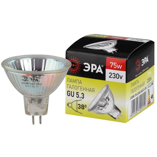 Лампа галогенная GU5.3-JCDR (MR16) -75W-230V-Cl ЭРА C0027366 (1 шт.)