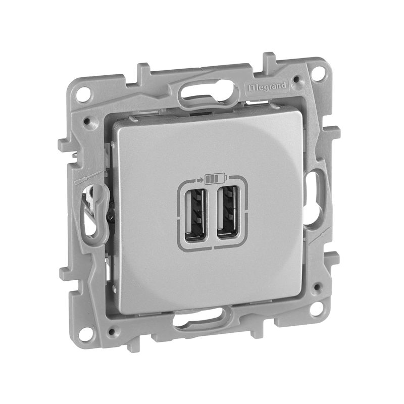 Розетка USB 2-м СП 2мод. Etika 240В/5В 2400мА механизм алюм. IEK 672494 (1 шт.)