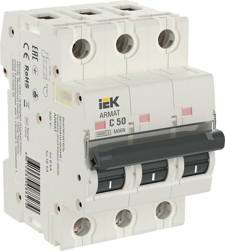 Выключатель автоматический модульный 3п C 50А M06N ARMAT IEK AR-M06N-3-C050 (1 шт.)