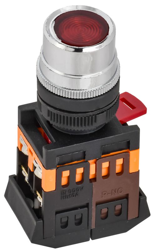 Кнопка ABLF-22 d22мм 1НО+1НЗ 240В неон красн. GENERICA BBT10-ABLF-K04 (1 шт.)