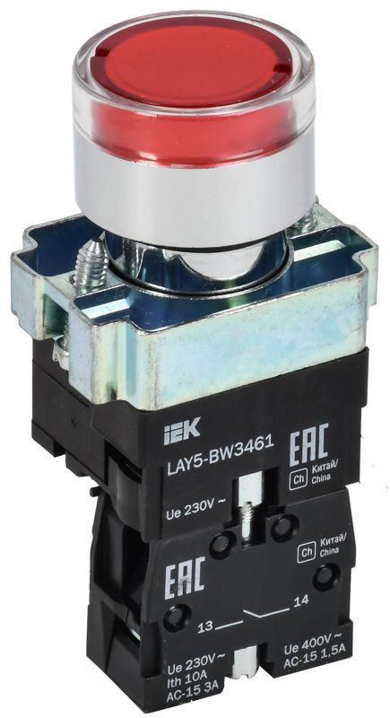 Кнопка LAY5-BW3461 1НО с подсветкой красн. KARAT IEK BBT50-BW-K04 (1 шт.)