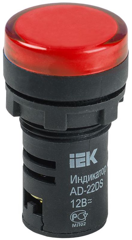 Лампа светосигнальная AD22DS d22мм 12В AC/DC красн. KARAT IEK BLS10-ADDS-012-K04 (1 шт.)