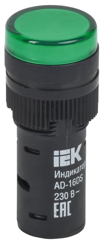 Лампа светосигнальная AD16DS d16мм 230В AC зел. KARAT IEK BLS10-ADDS-230-K06-16 (1 шт.)