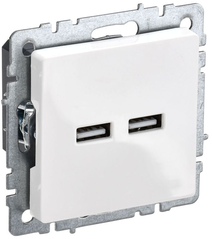 Розетка BRITE USB A+A 3.1А РЮ10-1-БрБ механизм бел. IEK BR-U21-D31-K01 (1 шт.)