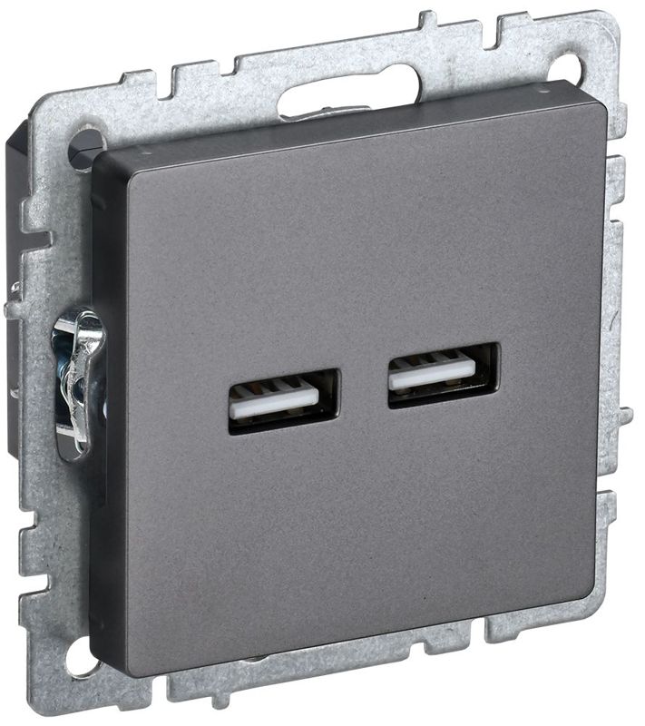 Розетка BRITE USB A+A 3.1А РЮ10-1-БрС механизм сталь IEK BR-U21-D31-K46 (1 шт.)