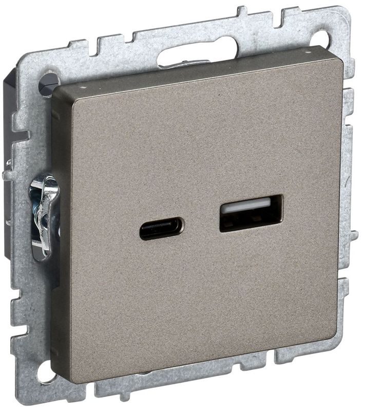 Розетка BRITE USB A+C 18Вт РЮ11-1-БрШ механизм шампань IEK BR-U22-018-K37 (1 шт.)