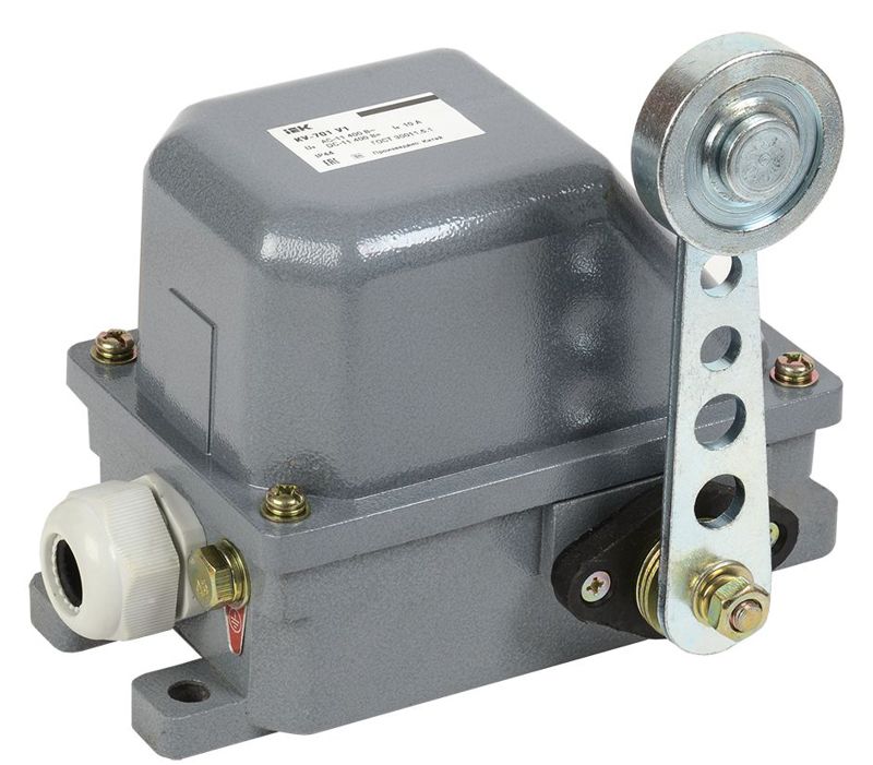 Выключатель концевой КУ-701 У1 рычаг с роликом 10А IP44 2 эл. цепи IEK KV-1-701-1 (1 шт.)