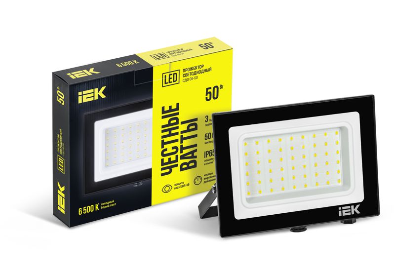 Прожектор светодиодный СДО 06-50 6500К IP65 черн. IEK LPDO601-50-65-K02 (1 шт.)
