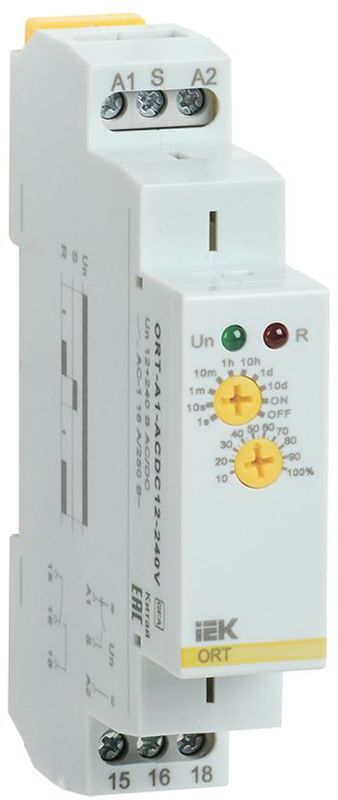 Реле задержки включения ORT 1 контакт 12-240В AC/DC IEK ORT-A1-ACDC12-240V (1 шт.)