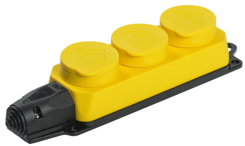 Колодка 3-м ОМЕГА РБ33-1-0м IP44 каучук желт. IEK PKR61-016-2-K05 (1 шт.)