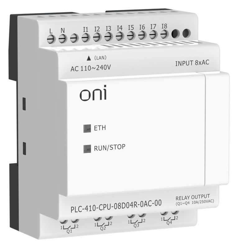 Модуль ЦПУ ПЛК 410 8 DI 4 RO 220В AC с Ethernet портом без экрана ONI PLC-410-CPU-08D04R-0AC-00 (1 шт.)