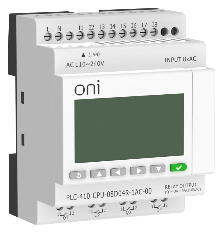 Модуль ЦПУ ПЛК 410 8 DI 4 RO 220В AC с Ethernet портом с экраном ONI PLC-410-CPU-08D04R-1AC-00 (1 шт.)