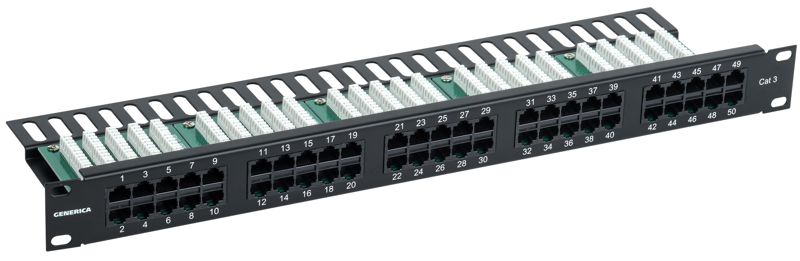 Патч-панель телеф. 1U кат.3 RJ45 50 порт. (Krone) GENERICA PP50-1UC03U-K05-G (1 шт.)