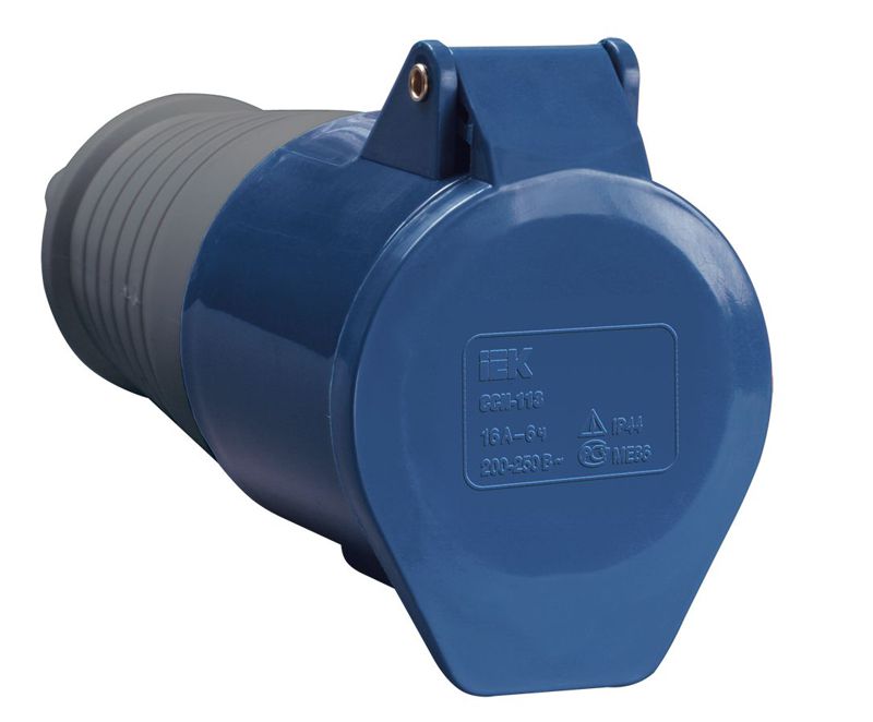Розетка кабельная 16А 220В 2P+PЕ ССИ-213 IP44 IEK PSR21-016-3 (1 шт.)