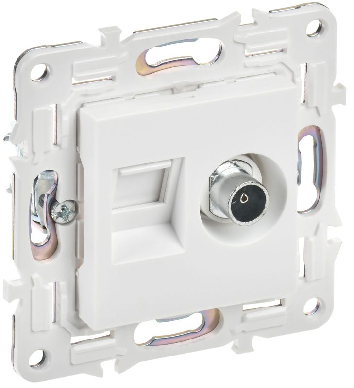 Розетка двойная TV+RJ45 кат.5E SKANDY SK-A14W арктич. бел. IEK SK-AK20-1-K01 (1 шт.)