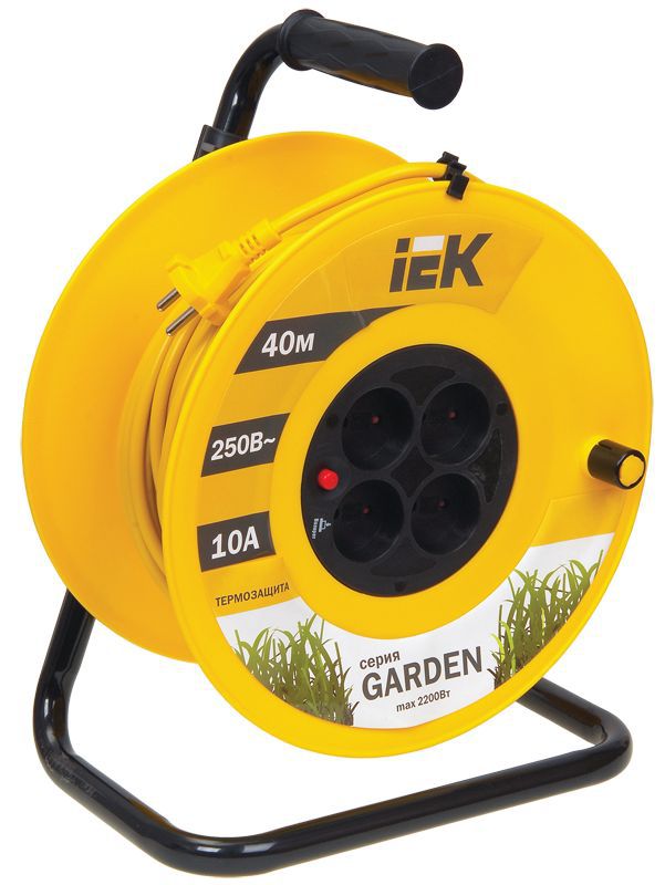 Удлинитель на катушке 4х40м без заземл. 10А IP20 Garden УК40 2х1 термозащита IEK WKP23-10-04-40 (1 шт.)