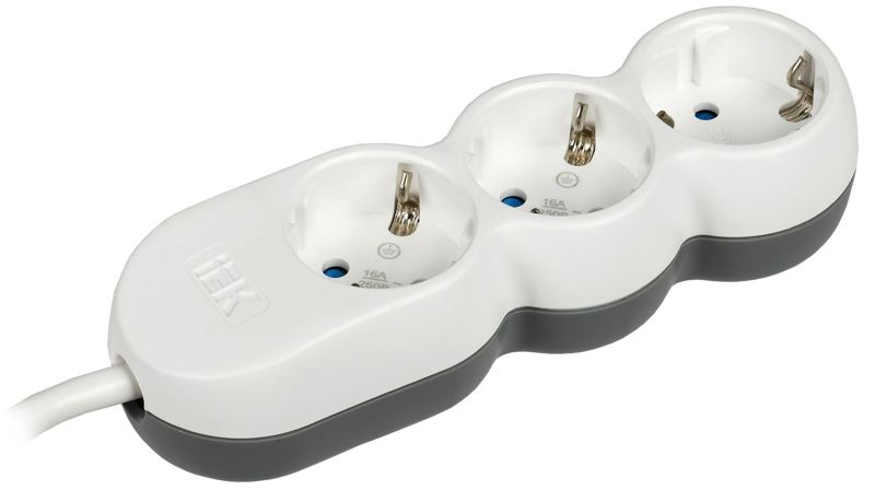 Удлинитель 3х3м с заземл. 16А IP20 Uno У03 2P+PE 250В 3х1.5 IEK WYP53-16-03-03-Z (1 шт.)