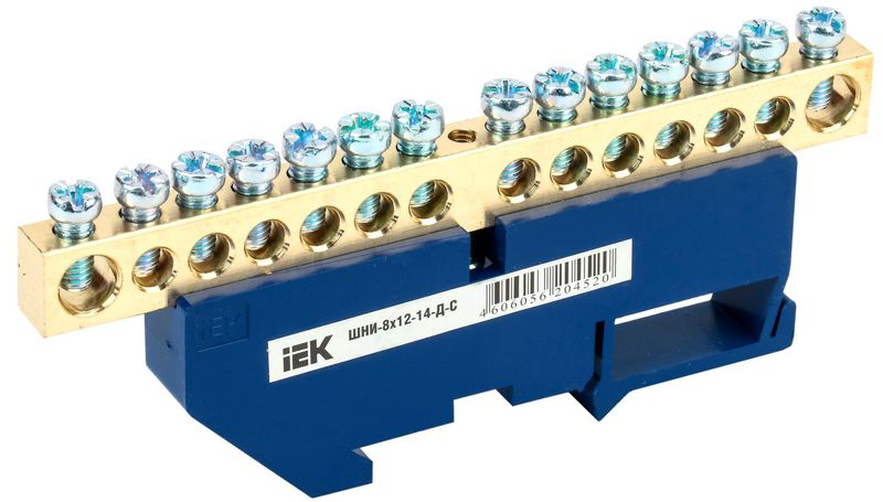 Шина нулевая на DIN-изол. ШНИ-8х12-14-Д-С IEK YNN10-812-14D-K07 (1 шт.)