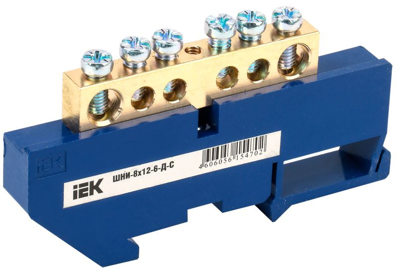 Шина нулевая на DIN-изол. ШНИ-8х12-6-Д-С IEK YNN10-812-6D-K07 (1 шт.)