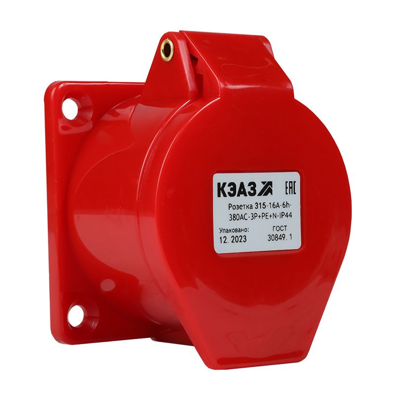 Розетка фланцевая 315 16А 380AC 3P+PE+N 6ч IP44 КЭАЗ 222759 (1 шт.)
