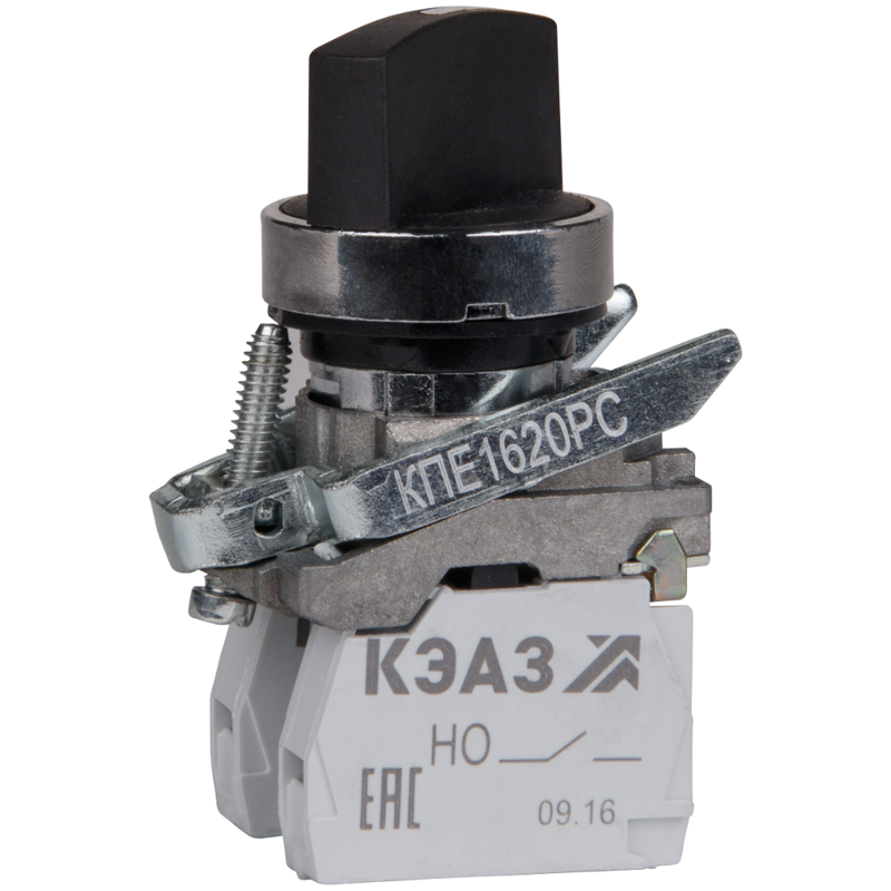 Переключатель КПЕ1620РС 2но+0нз ручка фикс 2поз IP65черн. КЭАЗ 248265 (1 шт.)