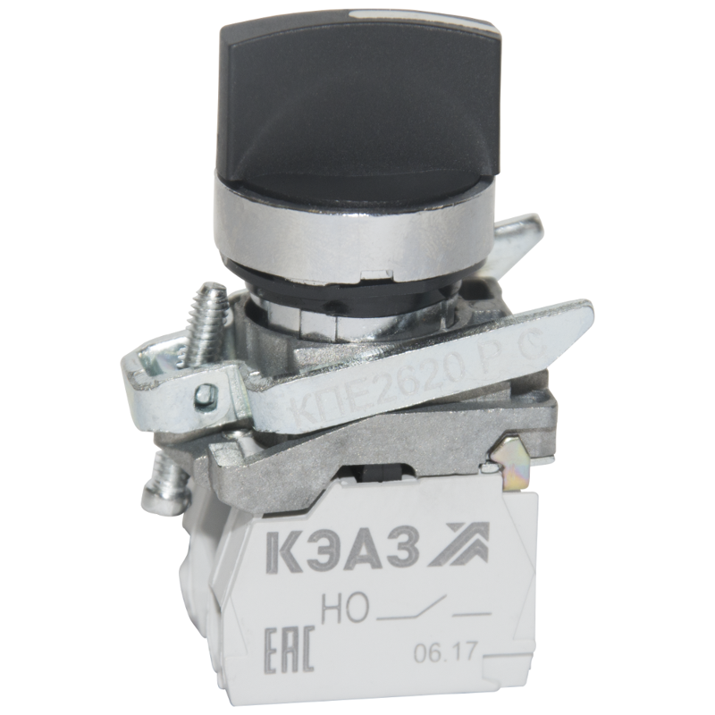 Переключатель КПЕ2620РС 2но+0нз ручка фикс 3поз IP65черн. КЭАЗ 248266 (1 шт.)