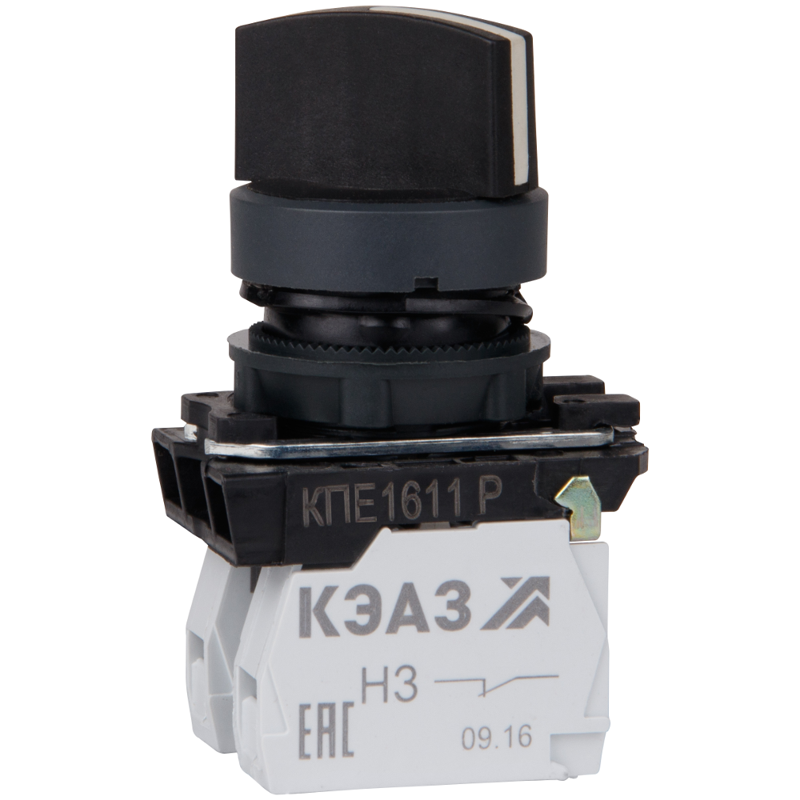 Переключатель КПЕ1611Р 1но+1нз ручка фикс 2поз IP65 черн. КЭАЗ 248268 (1 шт.)