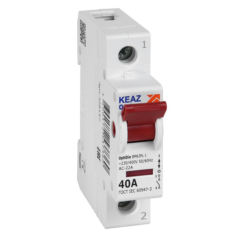 Выключатель нагрузки модульный 1п 40А OptiDin BM63PL-140-УХЛ3 (ВМ63PL) КЭАЗ 328157 (1 шт.)