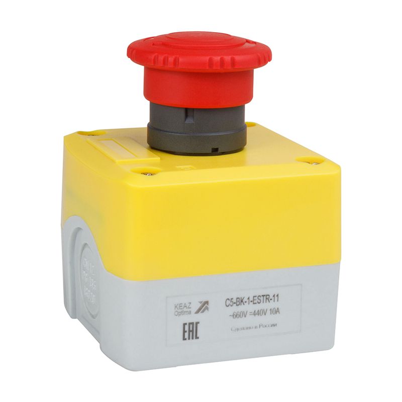 Пост кнопочный OptiSignal D22 C5-BK-1-ESTR-11 1НО+1НЗ авар. стоп. возврат поворотом XALK178E КЭАЗ 338522 (1 шт.)